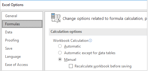 Setting The Excel Calculation Mode Default To Manual