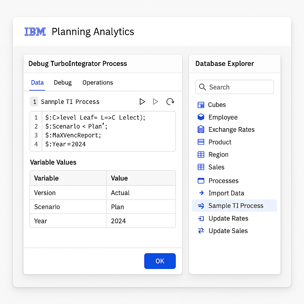 IBM Planning Analytics: Debugging and database explorer updates